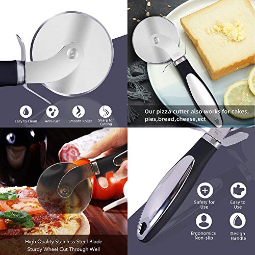 KOKITEA Stainless Steel Pizza Peel with Folding Heat Proof Handle, Stainless Steel Pizza Cutter Wheel with Anti-Slip Grip Handle, Gourmet Luxury Pizza Paddle Set for Baking Homemade Pizza and Bread - Thumbnail 7