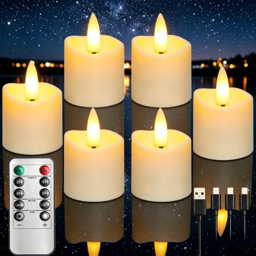 Image of Rechargeable Flameless Candles with Remote Timer | 6pcs Flickering Tea Lights Candles Battery Operated, Votive Fake Candles For Easter Wedding Halloween Christmas Home Decor