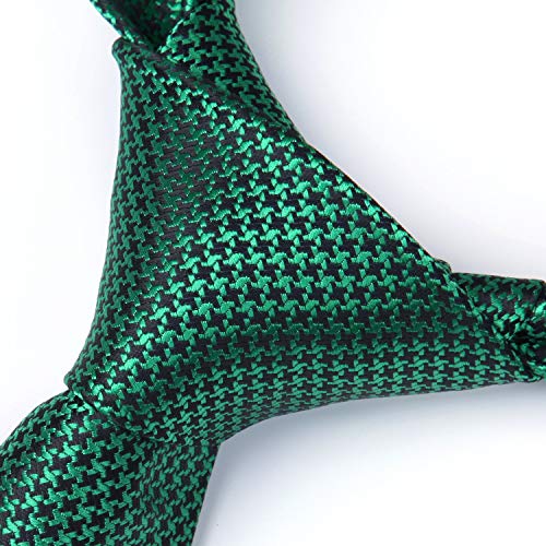 Image of HISDERN Ties for Men Solid Houndstooth Neckties Handkerchief Formal Business Tie & Pocket Square Set Wedding Party