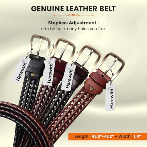 Men's Leather Casual Belt Durable Golf Belt Braided Mesh Design Ideal for Business Work Outfit and Formal Occasions2