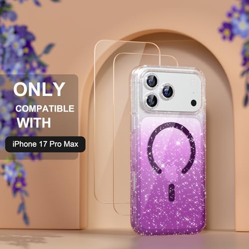 Choiche for iPhone 17 Pro Max Case Compatible MagSafe, Glitter Clear/Purple - image 2