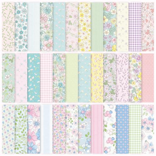 Papier loisirs créatifs 15x15 cm | 36 feuilles papier scrapbooking fleurs rayures fabrication cartes