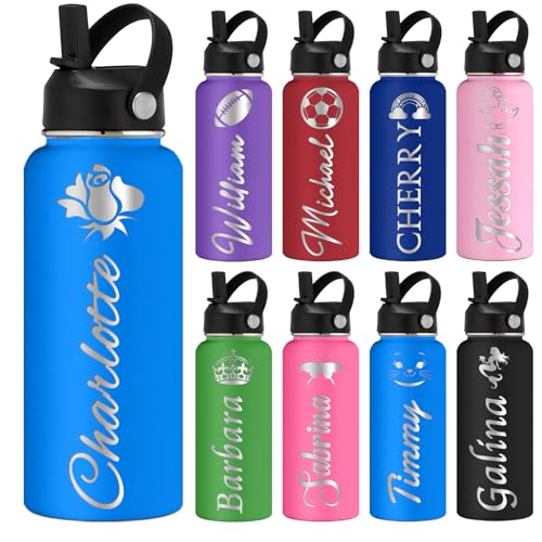 Garrafas de água personalizadas personalizadas com tampa de canudo 946 ml garrafas de água de aço...