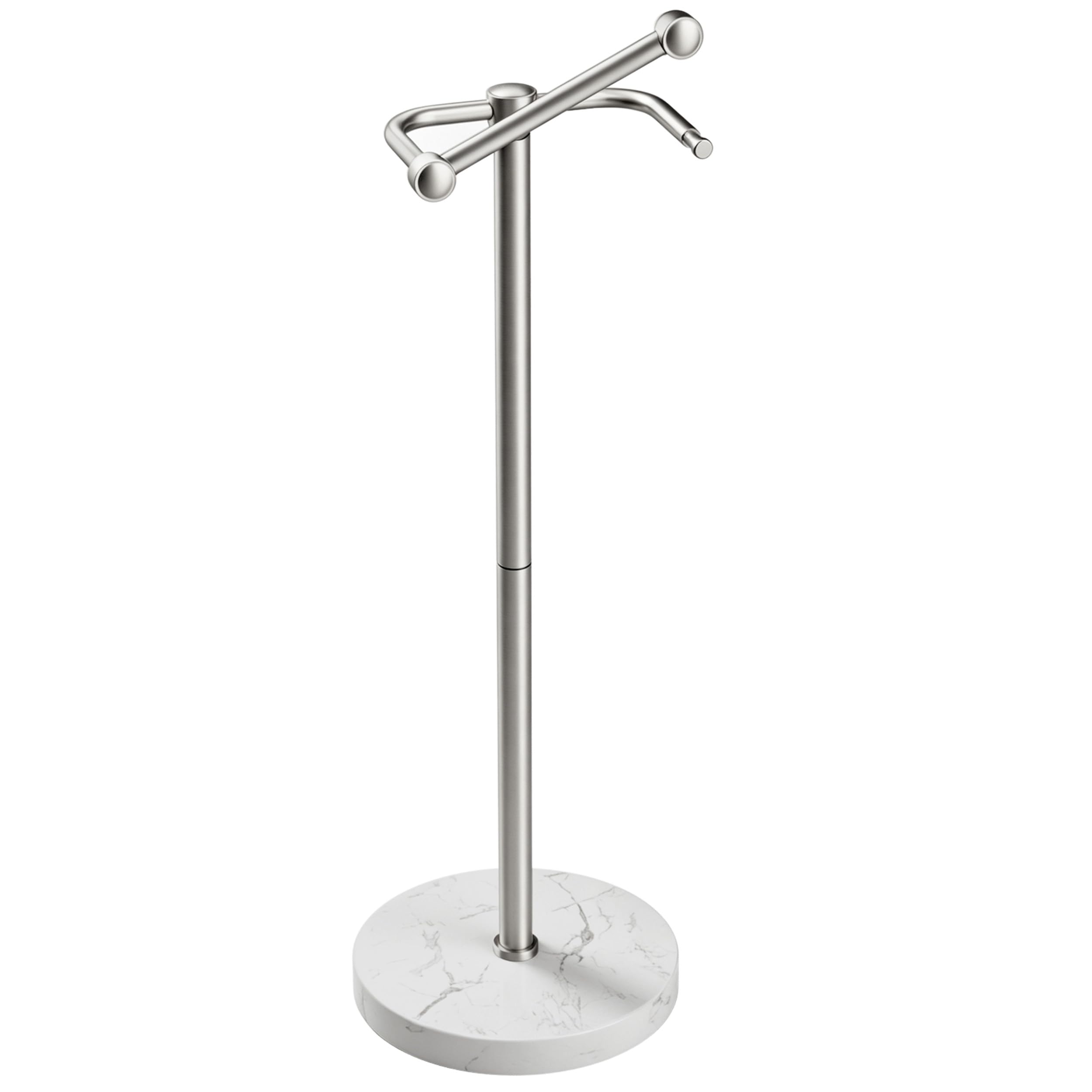 RARXTR Toilet Paper Holder Stand, Bathroom Free Standing Toilet Paper Stand with Modern Marble Base, Post Pivoting Toilet Paper Stand with Stainless Steel Tissue Rack, Rust-Proof (Brushed Nickel)