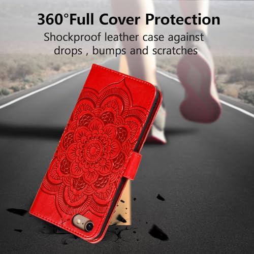 Coque iPhone 7/8 Plus Mandala rouge en cuir premium flip case - 6