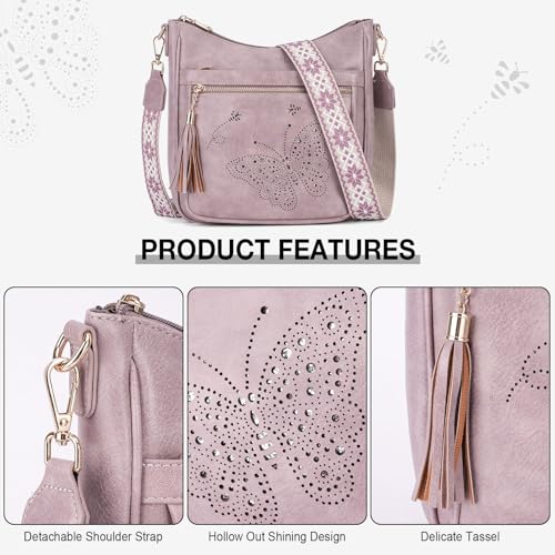 Medium Crossbody Bags for Women Trendy, Women's Butterfly Shoulder Handbags with Tassel4