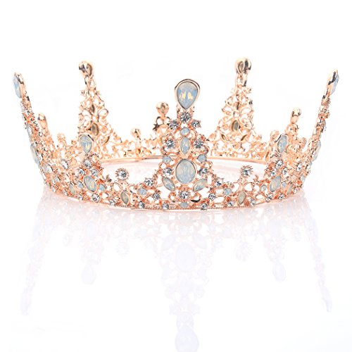 Yean Wedding Crown and Tiara Bridal Princess Queen Crown Baroque Vintage Rhinestone Headband for Bride and Bridesmaid Gold (Light Gold)