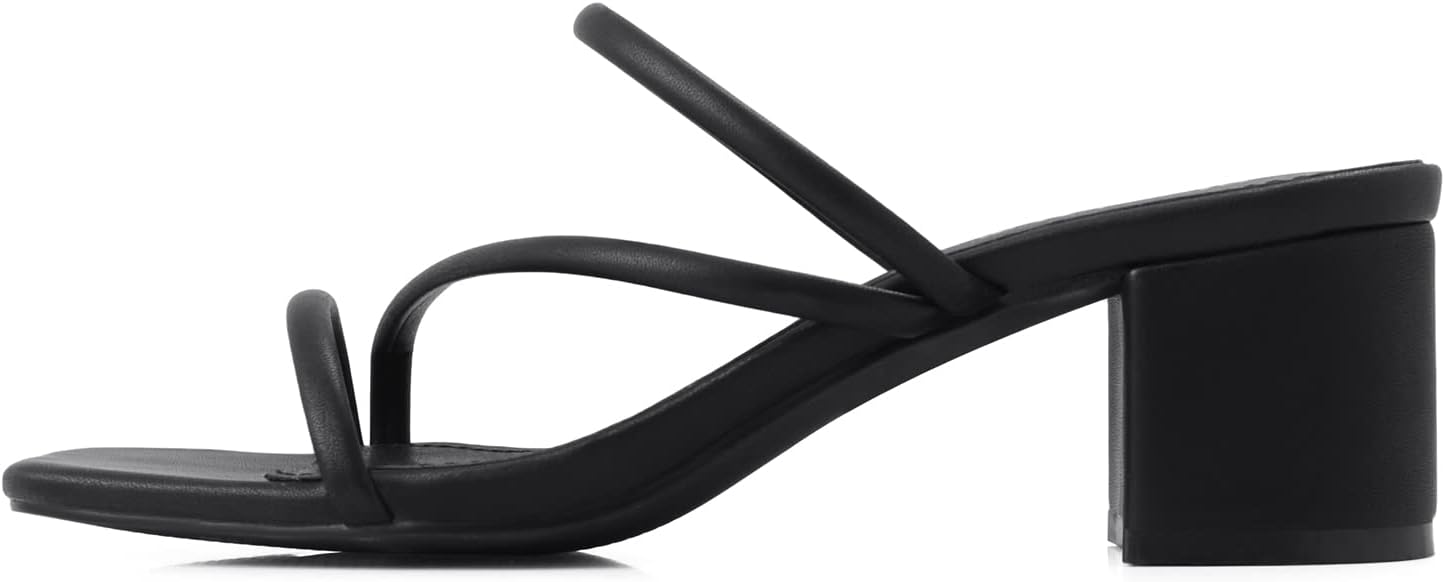 Shoe'N Tale Strappy Heels For Women Low Chunky Block Heel Heeled Sandals Square Open Toe Slip On Slides Mules - Image 3