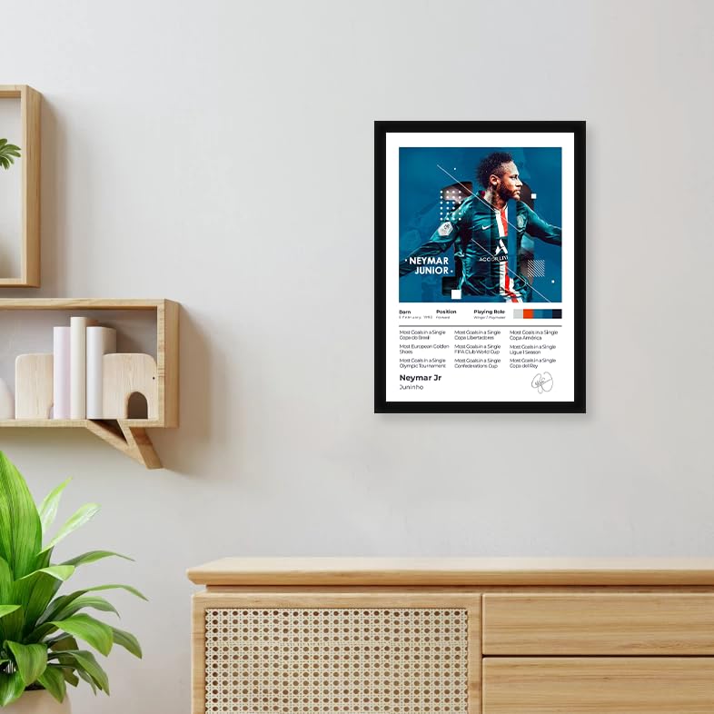 Image of CodersParadise Signature Neymer Jr Football Poster Frame | Premium A4 Framed Wall Art for Bedroom, Office & Gaming Setup | Dynamic Soccer Tribute Decor for Fans, Players & Collectors