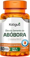 Óleo de Semente de Abóbora, Com Vitaminas E & D3, Sem sabor, Para Homens, Katiguá, 60 Cápsulas de 500mg, Prata