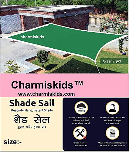 Shade Sail Green Net, Protects from Sun, Blocks Upto 90% UV Rays,Ideal for Car Parking, Drive Ways, Gardens, Children Play Areas, Verandas,Best for Home, Garden & Office (25"x10")