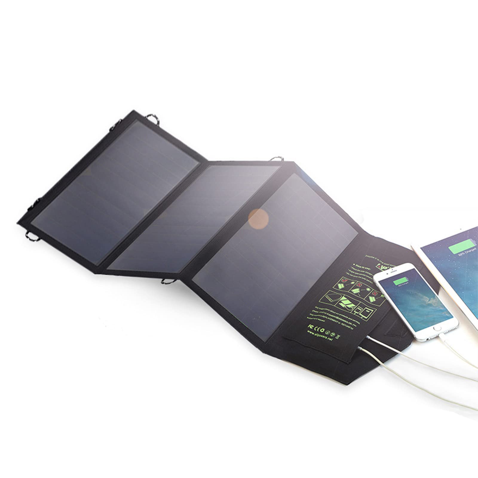 Chargeur Solaire Portable Panneau Solaire Portable 2 Ports USB 1 Port CC Portable étanche QC3.0 Charge Rapide pour Le Camping Les téléphones Portables la Banque d'alimentation(Size:21W)