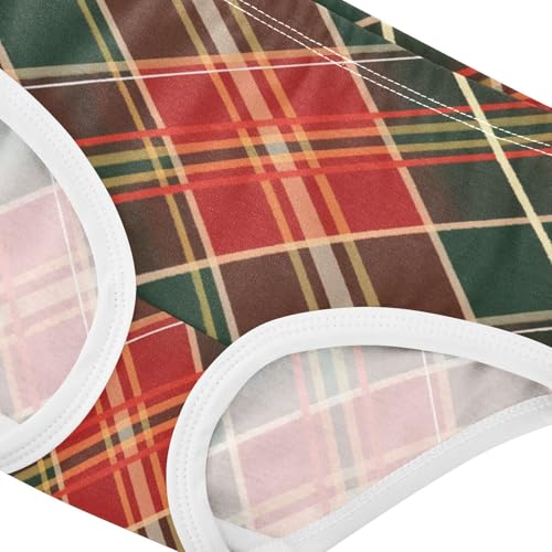 Red Green Plaid 1-piecing Hip Design Girls' Panties Comfort Underwear for Toddlers in Sizes 2T,3T, 4T, 5T, 6Y and 8Y4