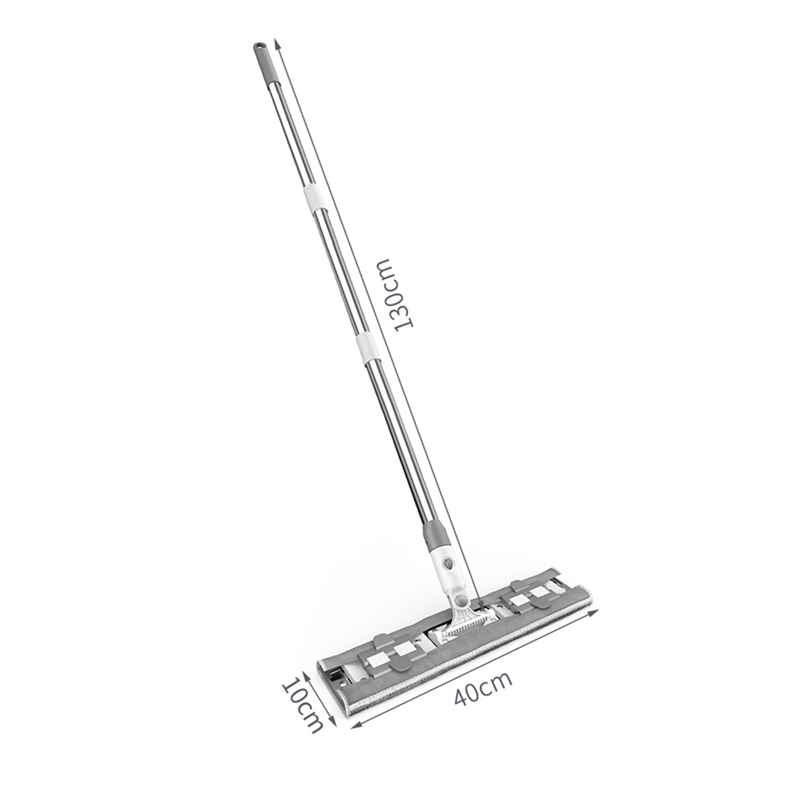 Large Flat Mop,Mopa extraplana con Mango de Acero Inoxidable Largo 130 cm,raspador,1 Almohadilla de Microfibra,para Cocina, baño, Limpieza de Paredes