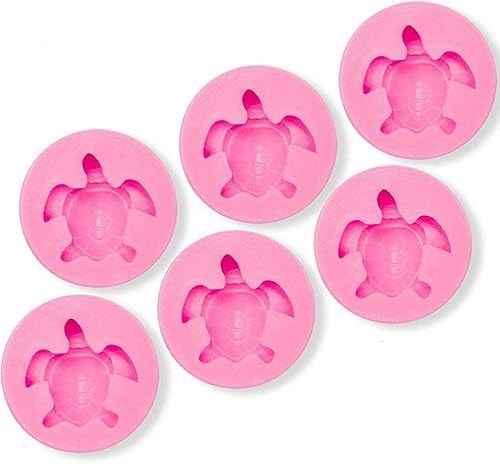 AMOYER 6 moldes de silicona de tortuga marina de dibujos animados de tortuga de caramelo fondant molde de chocolate, pastel de bricolaje, muffins,