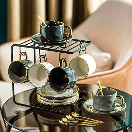 Porcelain-Espresso-Coffee-Cup-Set-with-Saucers-Spoons-and-Metal-Stand8-oz-Luxury-Cappuccino-Milk-Royal-Cups-for-Latte-Cafe-Mocha-Cappuccino-Gold-Trim-Exquisite-Set-of-63-Color