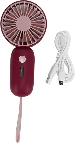 Ventilador de mano, mini ventilador portátil de mano pequeño de tres niveles, velocidad del viento, carga USB, cordón de mano portátil, pequeño