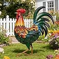 Ratuor Metal Rooster Decor Garden Statue,Chicken Yard Art Decoration Outdoor Sculpture for Backyard Patio Kitchen Lawn Ornaments,Birthday Housewarming Gifts for Women Mom