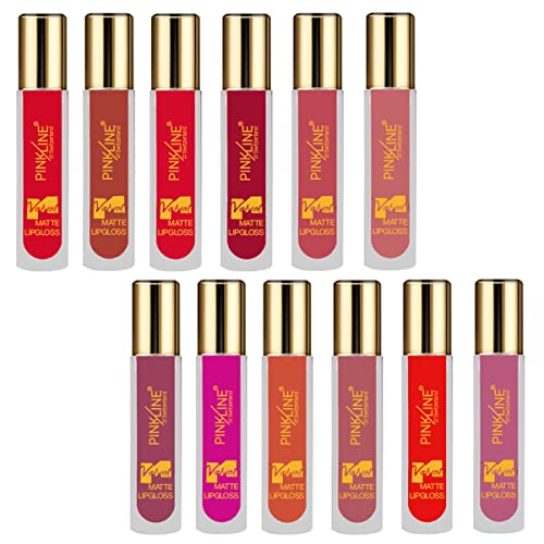 Image of PinkLine Classic Waterproof Long Lasting Smooth Soft Reach Colors Full Lips Gloss For Women Gift (Pack of 12) (Set B)