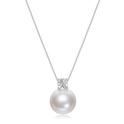Dainty CZ Accent 10mm Pearl Necklace