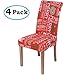 misaya Stretch Spandex Dining Room Chair Cover Removable Washable Chair Protector Flowers Painting Stool Seat Slipcover, Set of 4, Merry Christmas