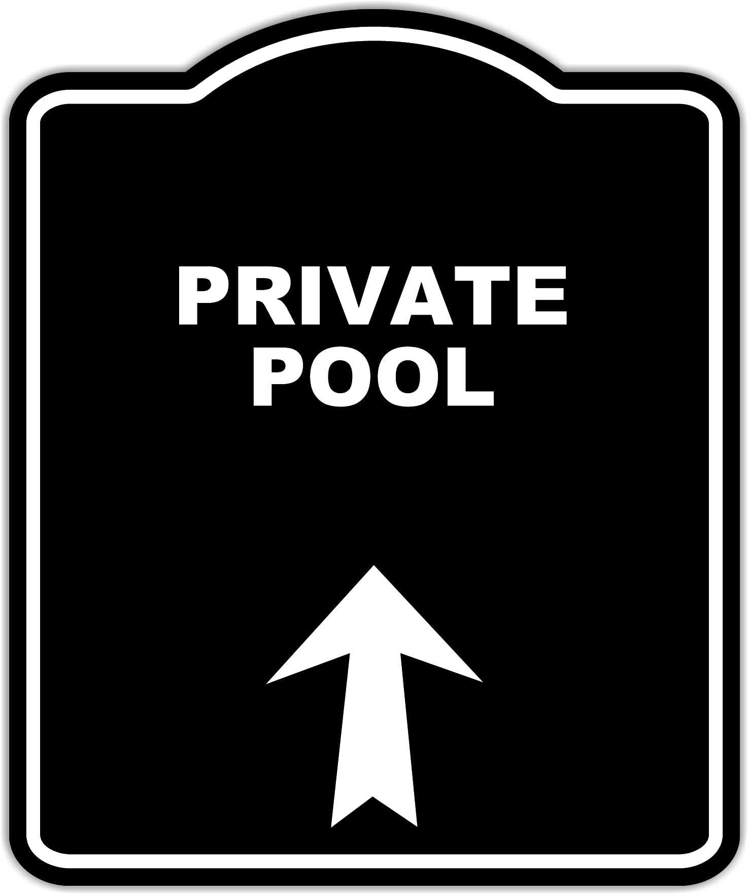 PRIVATE POOL Black Sign Arrow Up Aluminum Composite Sign 20 x 24 inches