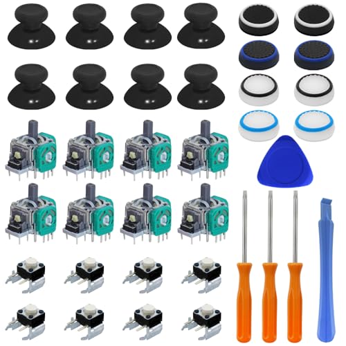 37 PCS Joysticks Replacement Parts Kit, lyfLux Bumper Buttons, Replacement Thumbsticks, Hat...