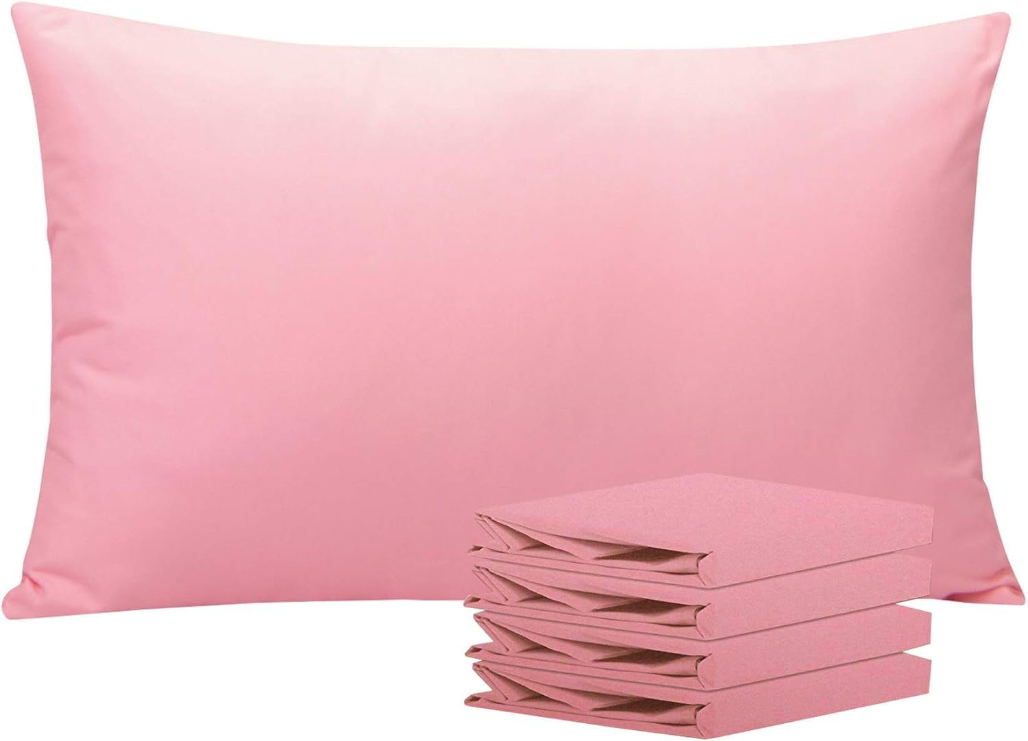AmigoZone New 4 Pack Pillowcases Housewife Plain Cover Polycotton Percale Bedroom Pillowcases (Pink, Housewife Pillow Cases 4 Pack)