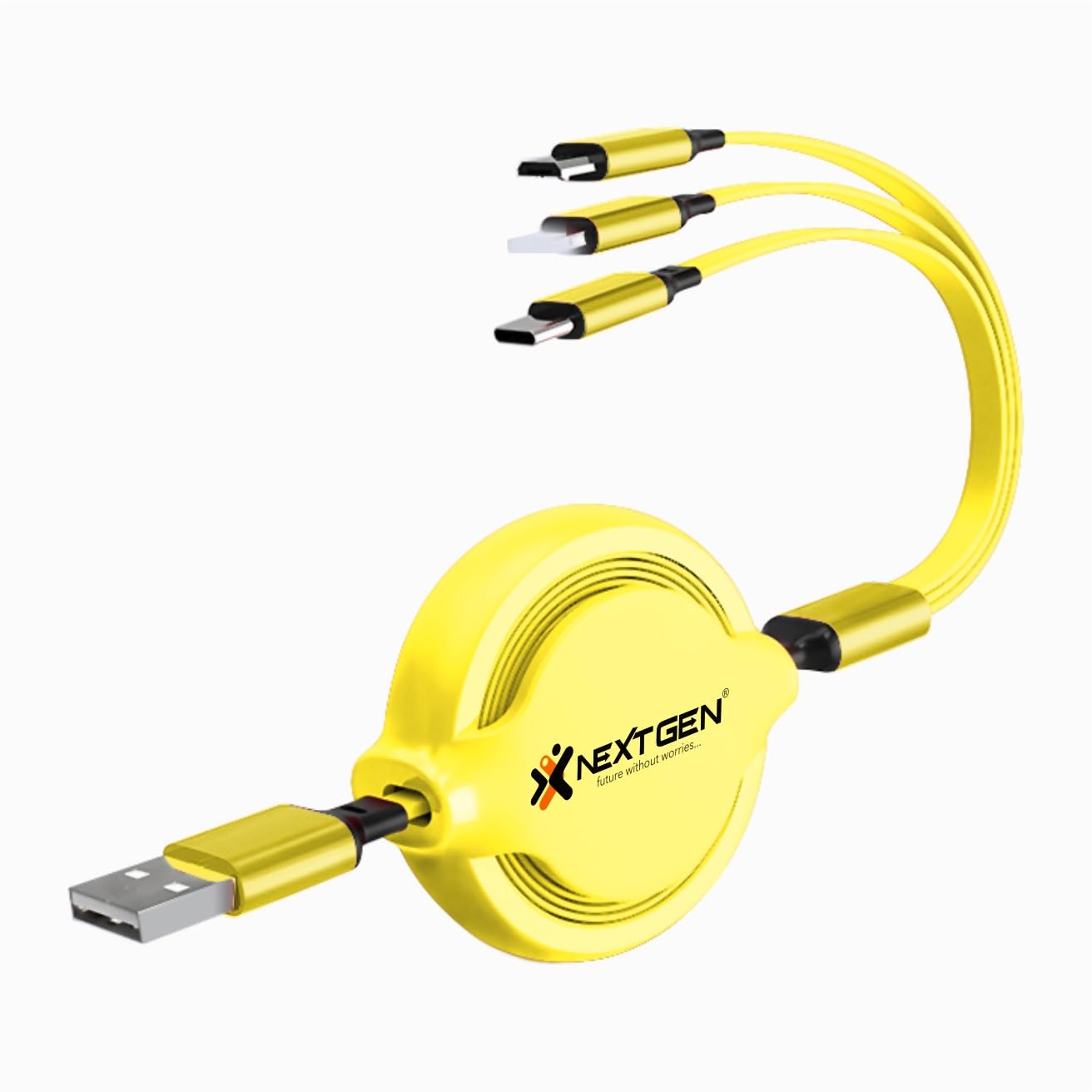 Multi Charging Two Way Stretching 3 AMP Output Fast Charging 30cm To 110cm Fast Data Transmission Cable Compatible with Mobile, Tablet, 8Pin devices, Type C Devices, Micro USB Port Devices (Yellow) (B0CYSXLY1D) Amazon Price History, Amazon Price Tracker