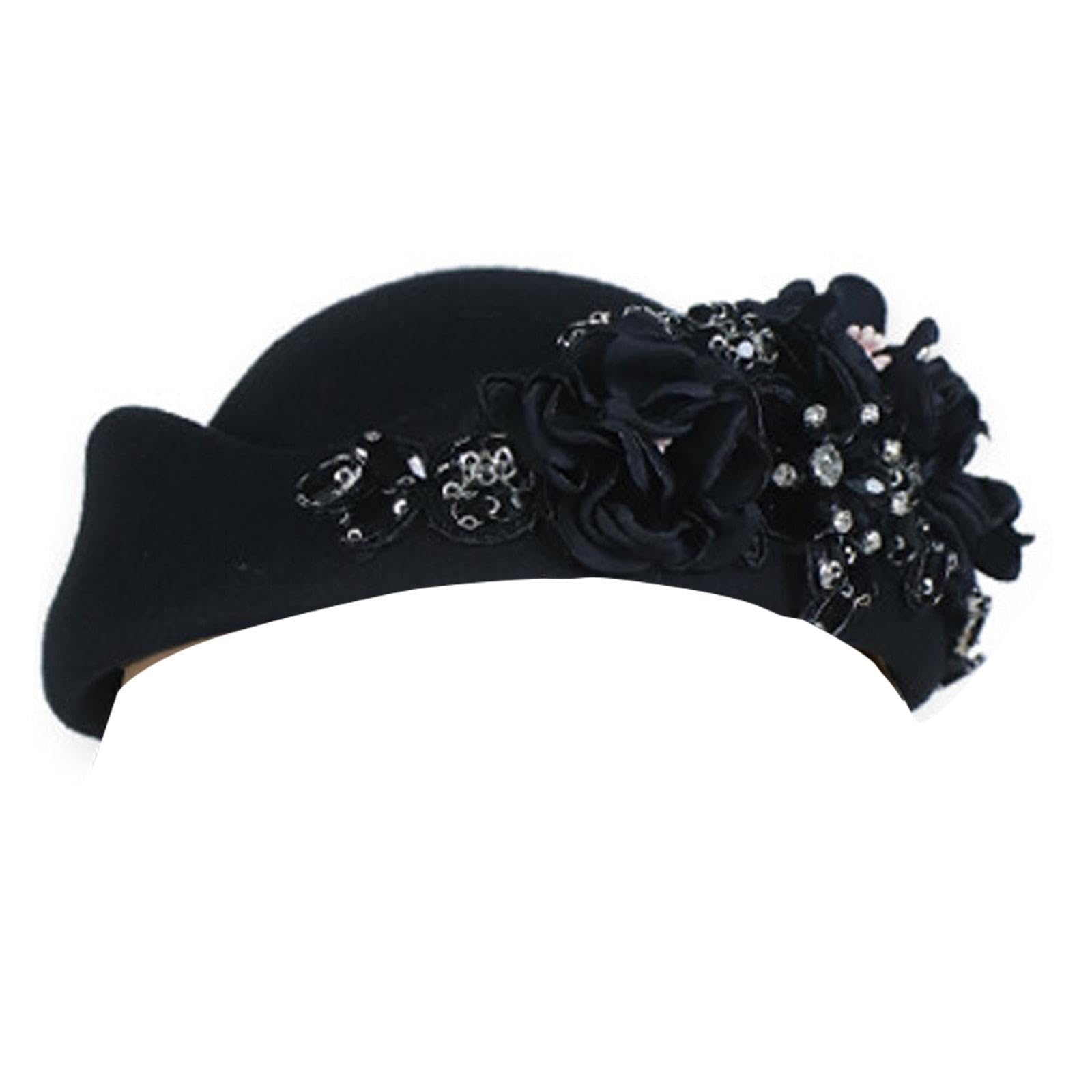 MICFENY Vintage Aircrew Berets With Embellished Design Soft Fabric Unisex Headwear Lightweight 11 Color