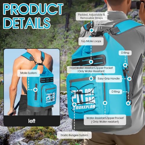 Image of MORXPLOR Dry Bag Waterproof,5L /10L /20L /30L /40L /55L Roll Top Dry Bag Backpack with WaterProof Phone Case for Swim,Kayak