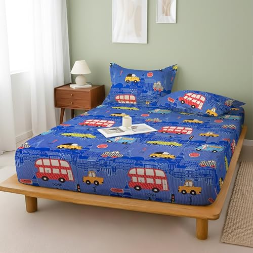 Image of Weave & Decor Printed Kids Bedsheet Double Bed 72x72x8 Inches, Wrinkle-Free with 2 Pillow Covers 20x30 Inch