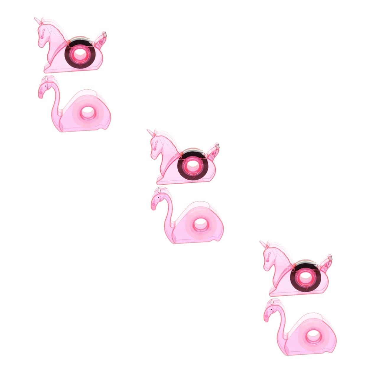 Veemoon 6 Set taglia nastro piccolo distributore multi Doppio organizzatore Carino distributori di nastro da imballo porta nastro per scrivania plastica rosa
