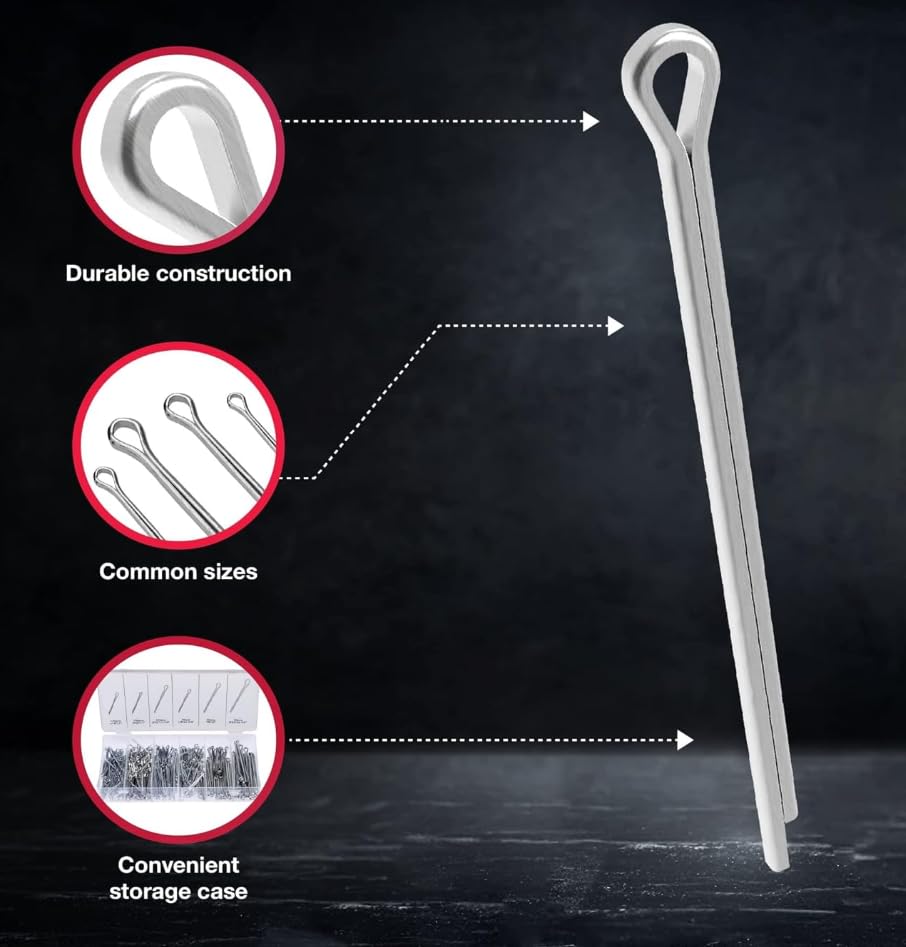 Hand Truck Axle Pin Wagon Tire Pins, Wheel Barrow Shaft Cotter Pin (555 Piece Split Pins Set)