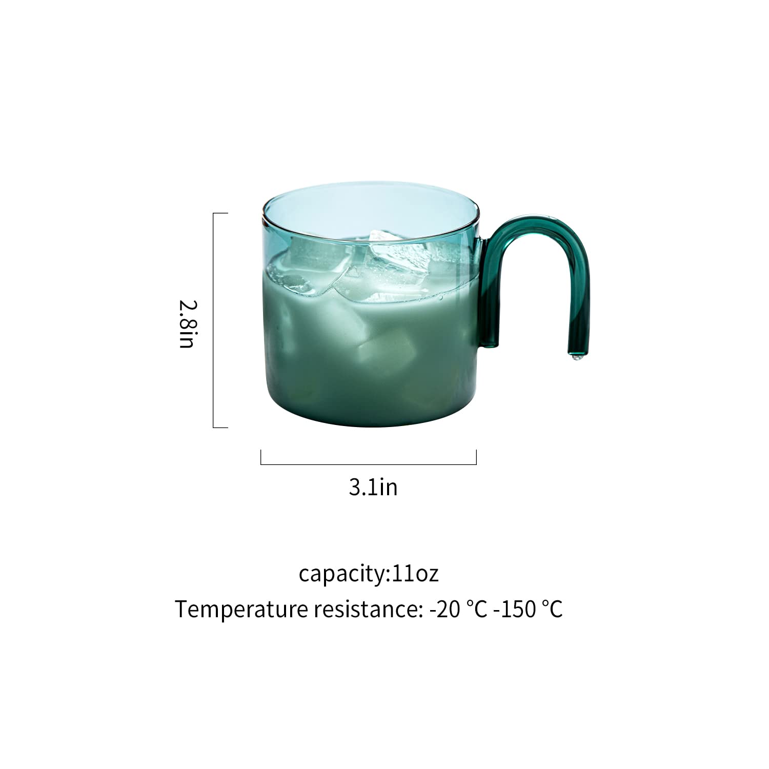 Taza de café, taza de café de vidrio con asa, taza de cereales de desayuno resistente al calor for espresso, latte, moca, capuchino, cereales, yogur, bebidas frías o calientes, regalo de cumpleaños, o