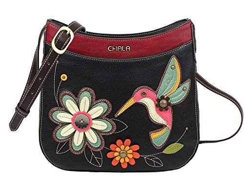 Chala Handbags Hummingbird Crescent Crossbody Handbag Purse, Hummingbird Lovers