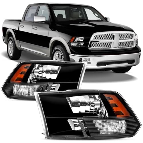 2009-2018 Ram 1500 2500 3500 Black Housing Headlights Replacement