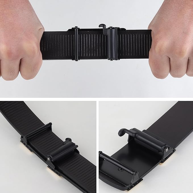 Image of NAPA HIDE Men's Auto Lock Vegan Leather Belt | Stylish Adjustable Buckle Belt for Formal & Casual Wear I Fits upto 40 Inches Waist size