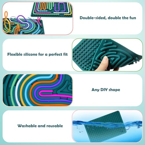Sensorik Spielzeug Activity Board, Silicone Sensory Fidget Toys für Stress Anxiety, Sensory Reise Toys Spiel für Kinder ab 3 Jahr & Erwachsene, mit Reisetasche & 20 Schnüren