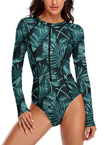 10 Best Long Sleeve Swimsuits for Women That Are Chic and Functional 8 YATEEN Womens Athletic Training Swimsuit Long Sleeve Rashguard