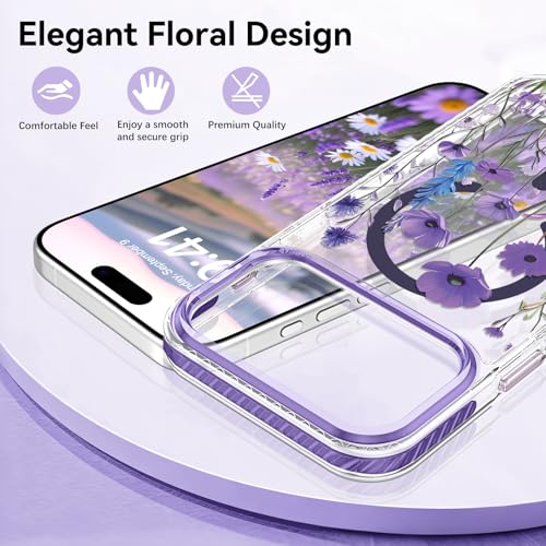 Coque iPhone 17 Pro Max MagSafe fleur violette antichoc silicone - 3