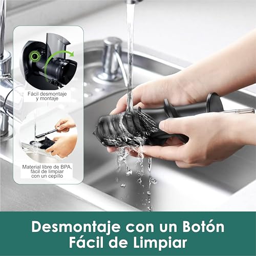 Fretta Licuadora prensado en frío,Extractor de zumos y verduras,Cold press slow juicer machine tolva de 3pulgadas,Motor Silencioso y Función Inversa,SinBPA, fácil de limpiar (plata) - imagen 7