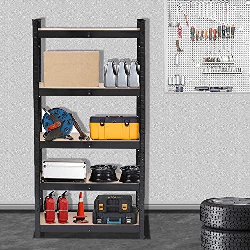 5-Tier Black Storage Rack for Kitchen and Living Room