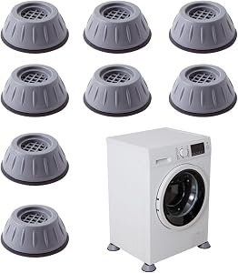8 Pcs Shock and Noise Cancelling Washing Machine Support, Noise Reducing and Anti Slip Anti Vibration Rubber Washing Machine Feet Pads, Anti-Walk Dryer Washer Vibration Pads,Washing Machine Stabilizer