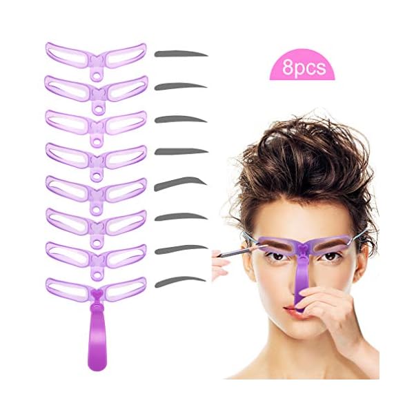 Eyebrow-Stencils-Eyebrow-Template-Eyebrow-Shaping-Kit8-Styles-Reusable-Eyebrow-Stencil-with-Handle-and-Strap-Washable Eyebrow Stencils, Eyebrow Template, Eyebrow Shaping Kit,8 Styles Reusable Eyebrow Stencil with Handle and Strap, Washable Reuseable Eyebrow Positioning Tool The Wide is 5.2 Inch, Length is 4Inch