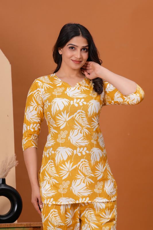 Image of 100% Cotton Printed Night Suit for Women's Shirt and Pyjama Sleep wear Set for Womens and Girls