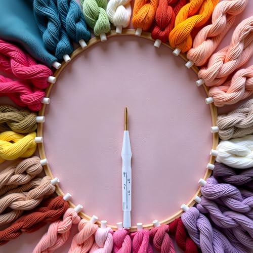 Image of WsjiaboFux White Punch Needle, Adjustable Embroidery Punch Needle Pen Tool Punch Needle Supplies for Stitching Applique Embellishment DIY Threaders Sewing Knitting, Blue