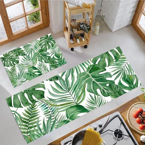 Alfombra de cocina de 2 piezas tropical lavable para pasillos interiores 5