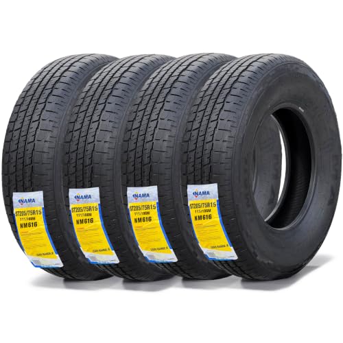 Image of NAMA NM616 Set of 4 ST205 /75R15 Trailer Tires, Load Range E 10 Ply Heavy Duty ST Tire Radial Trailer Tire