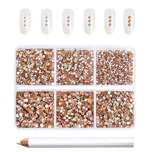 Image of Beadsland Flatback Rhinestones, Light Peach, 7200pcs Mixed 6 Sizes